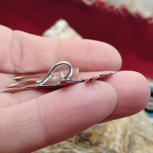 Handmade Sterling Silver & Turquoise Moose or Elk Pendant 2" Long - Picture 5 of 6